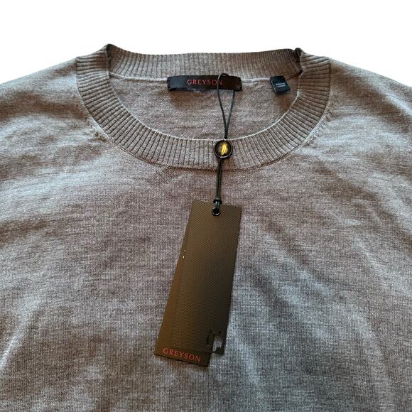 NEW Greyson Clothiers Leith Crew Neck Sweater Gray Grey Heather Wool Silk Medium - Picture 10 of 13